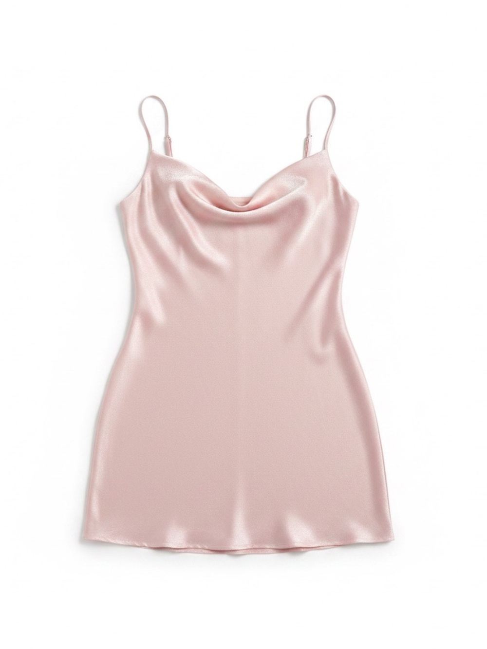 Altar’d State Blush Satin Slip Dress XS Cowl Neck Mini Silky Pink